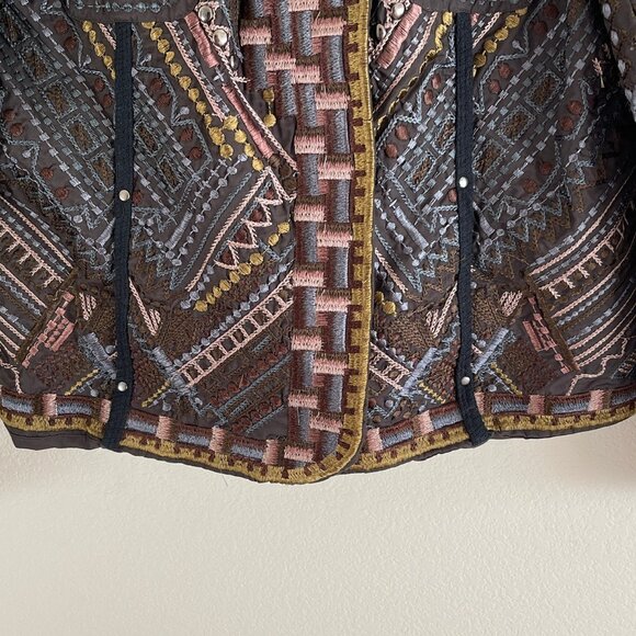 JOHNNY WAS Biya Metallic Embroidered Studded Lined Jacket: NWOT! XS (Runs Large) - Picture 8 of 8